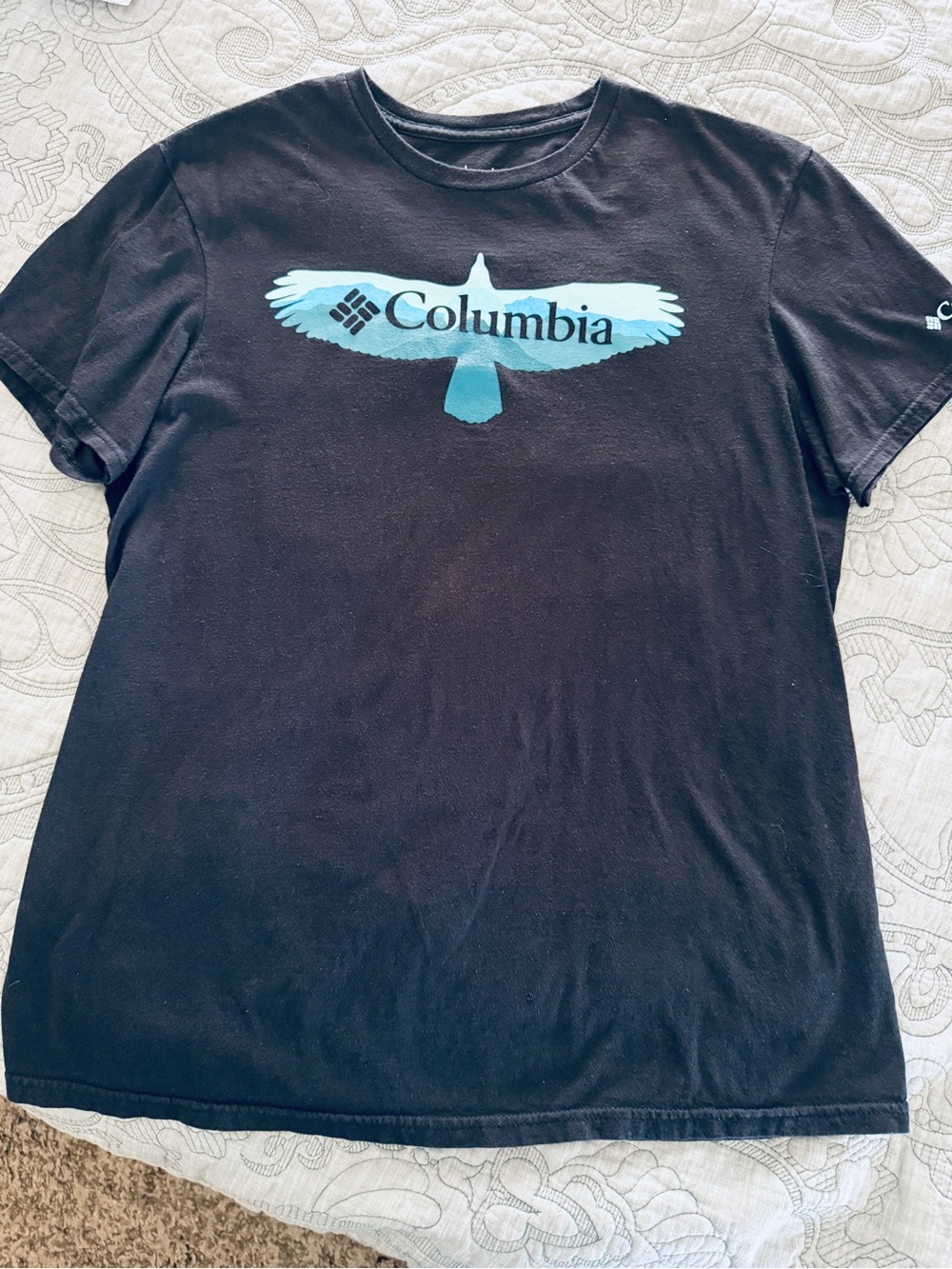 Columbia Black Short-Sleeve Tee with Blue Eagle Logo